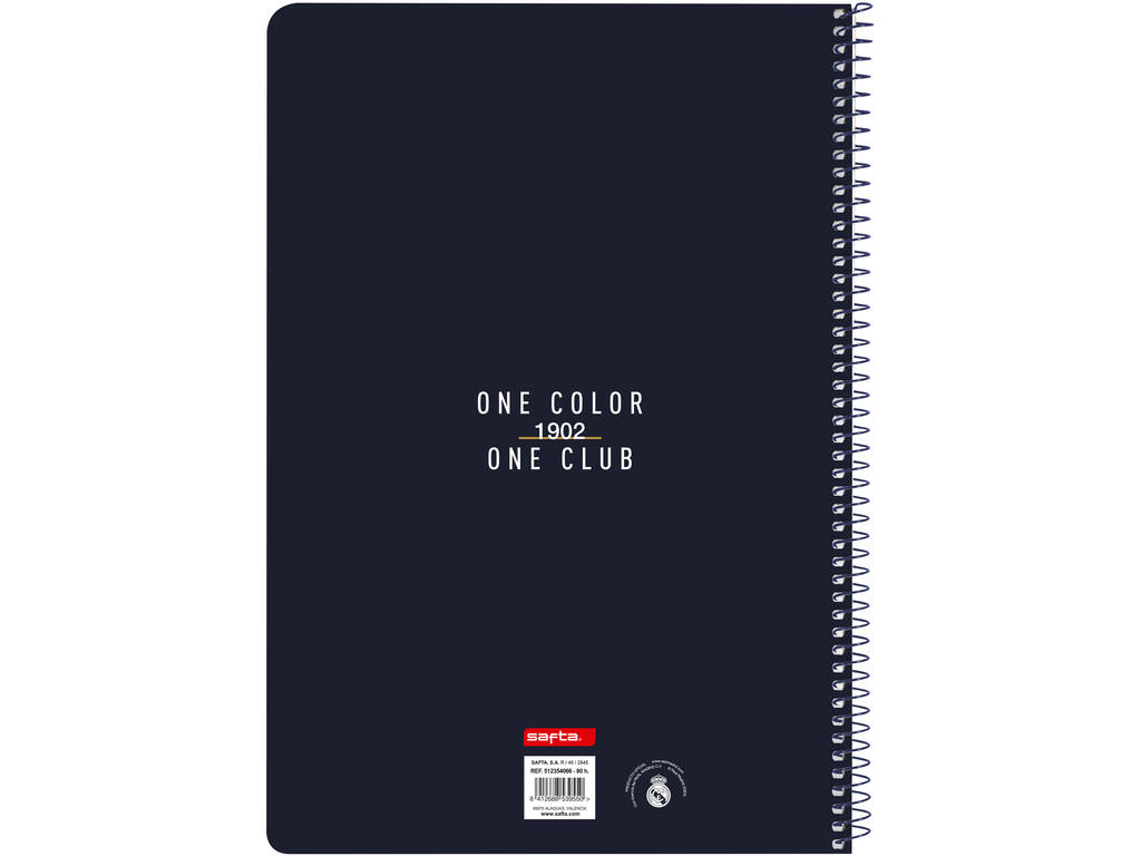 Carnet de notes Folio Couverture rigide 80 h. Real Madrid 1st Kit by Safta 512354066