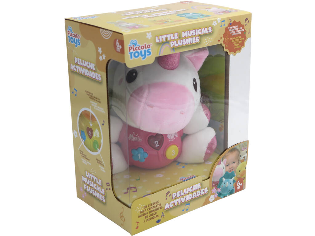 Licorne en peluche 17,5 cm avec sons et lumières par Pelucheto SL88028