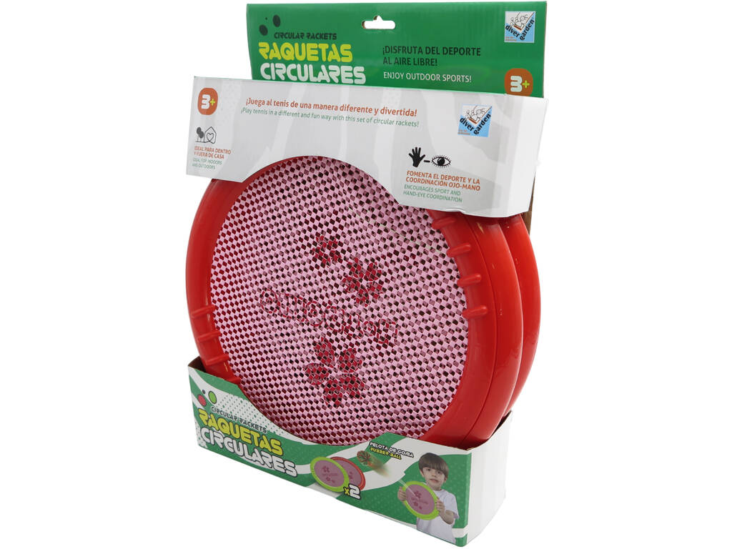 Set 2 racchette 30 cm con palla di gomma 7 cm rossa di Divergarden