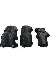 Conjunto de Protees Multidesporto X-Trem Tamanho S para Crianas com Cotoveleiras, Joelheiras e Munhequeiras Pretas