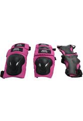 Set Protecciones Multideporte X-Trem Talla S para Nios con Coderas, Rodilleras y Muequeras Rosas