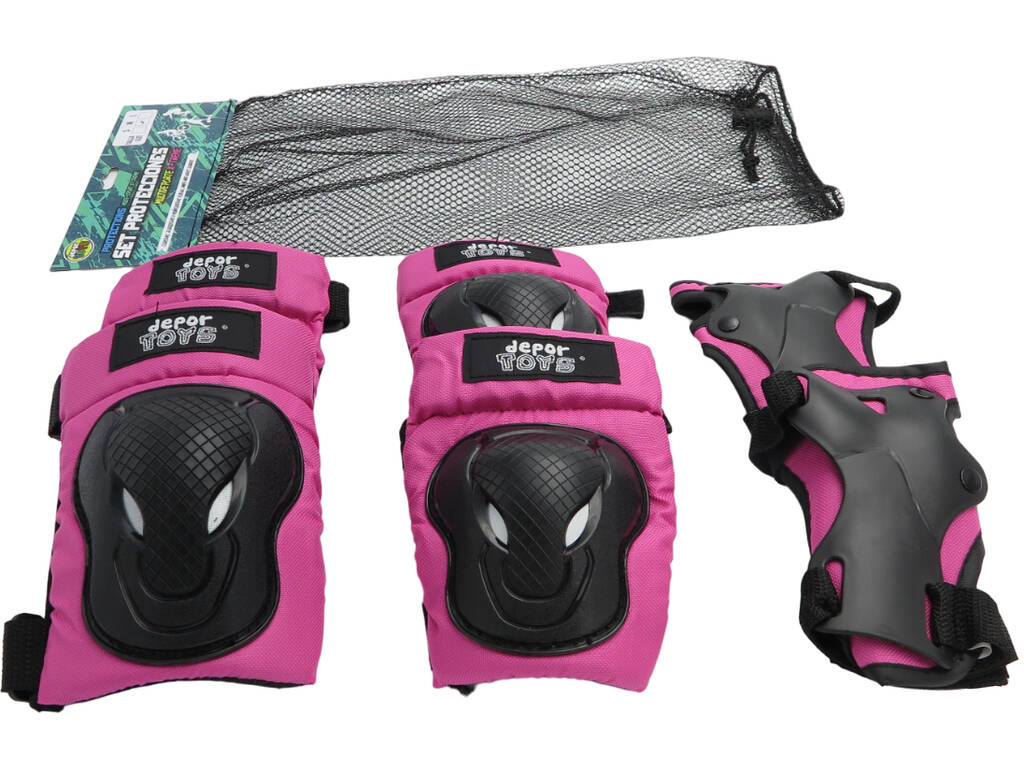 Set di protezione multisport X-Trem taglia M per bambini con protezioni per gomiti, ginocchia e polsiere rosa