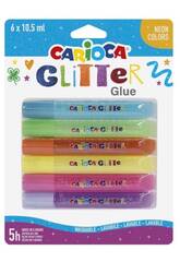 Blister mit 6 waschbaren Glitterkleberfarben von Carioca 42111