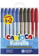 Lot de 10 stylos à bille Fiorella 1.0 mm Carioca 43367