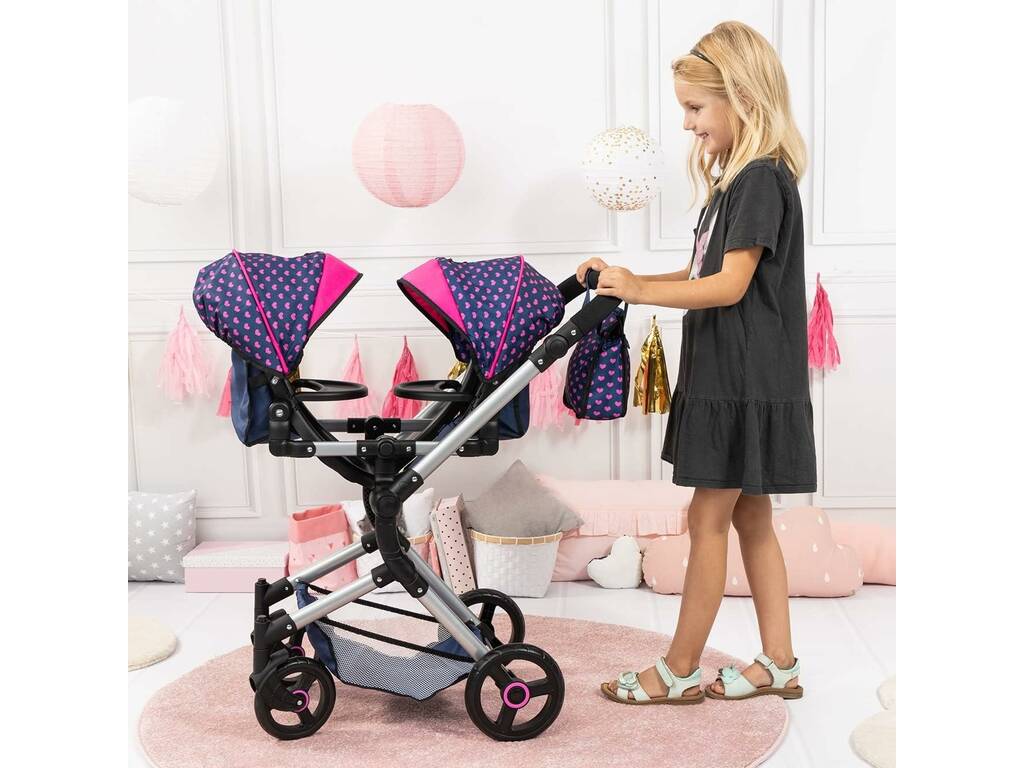 Carro de Muñecas Bebé Paseo Twin Neo Unicornios Plegable Reig 26254AA