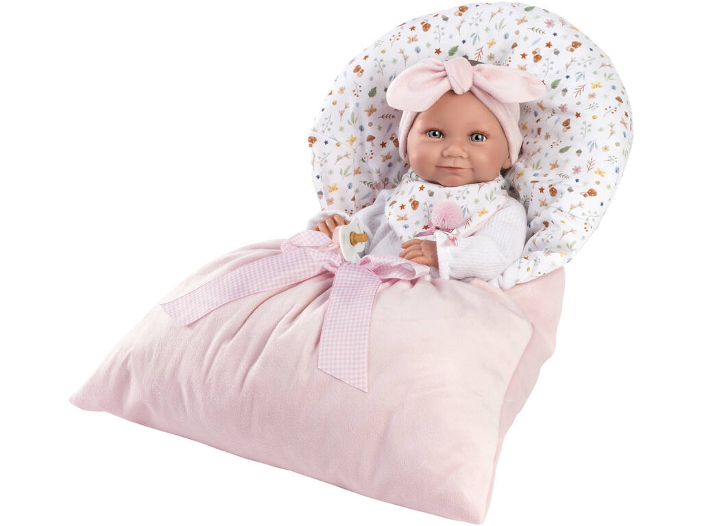 Boneca Bebé Tina Recém-Nascida Saco Rosa de 40 cm. Llorens 73801