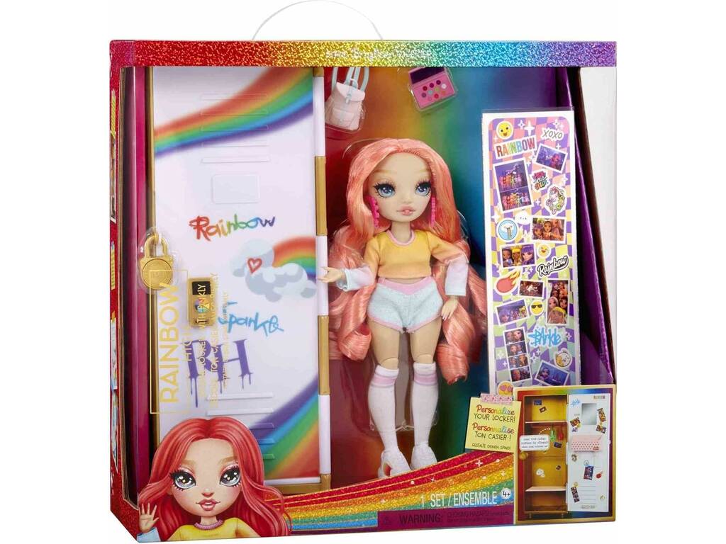 Rainbow High Taquilla Personalizable con Muñeca Pinkly Paige y Accesorios