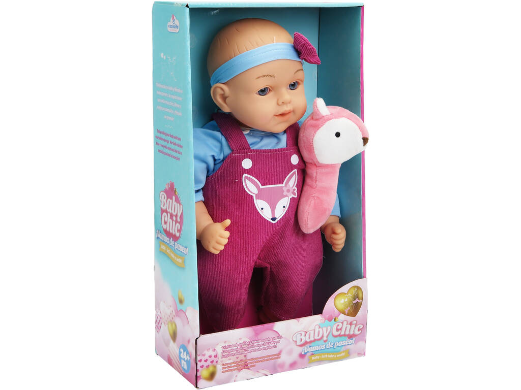 Muñeca Bebé Baby Chic de 33 cm con Juguete Animalito Rosa