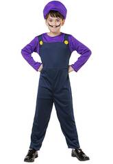 Costume da super idraulico viola bambino taglia L