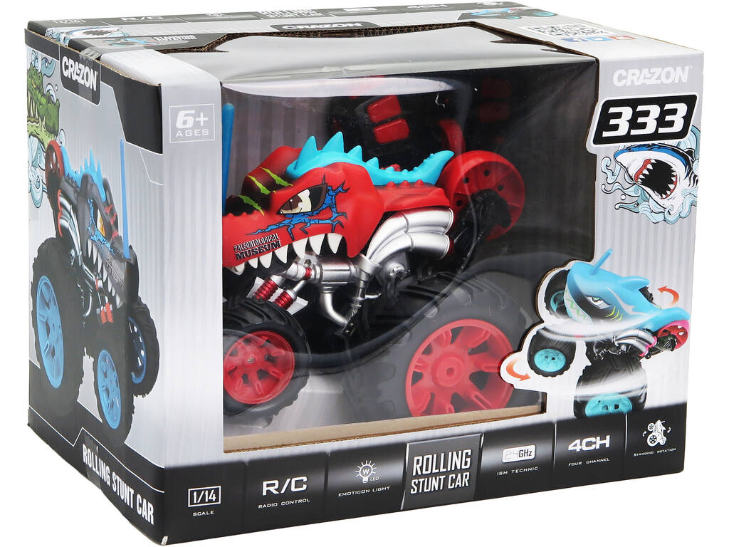 Coche Radio Control Crazon Rolling Stunt Car Cocodrilo Rojo