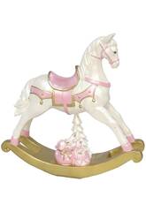 Cheval  bascule rose 25,5x7x25,5 cm