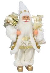 Stehende Weihnachtsmannfigur mit Tasche und Strumpf 30 cm