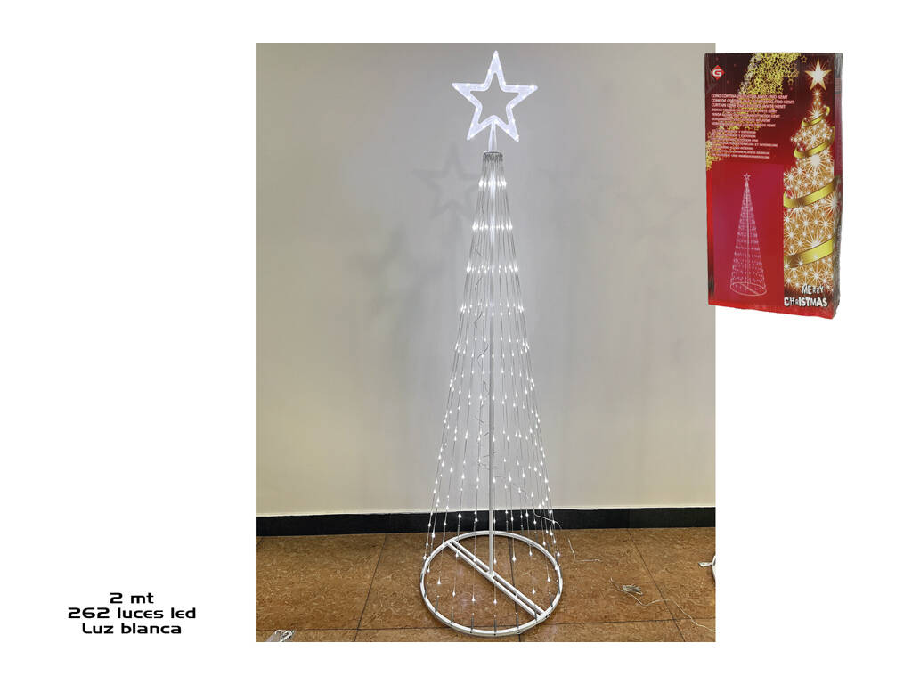 Cono Navideño Cortina de 200 cm con 262 Luces LED Frío