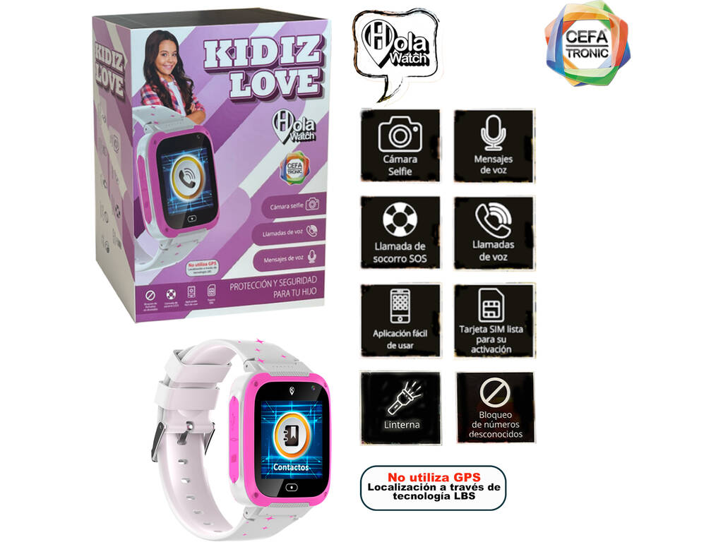 Reloj Inteligente HolaWatch Kidiz Love Rosa Cefa Toys 1131