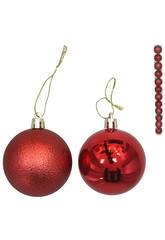 Set de 12 Bolas de Natal de 6 cm Vermelhas