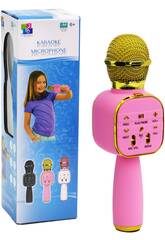 Microfone Karaoke Rosa com Conexo Bluetooth