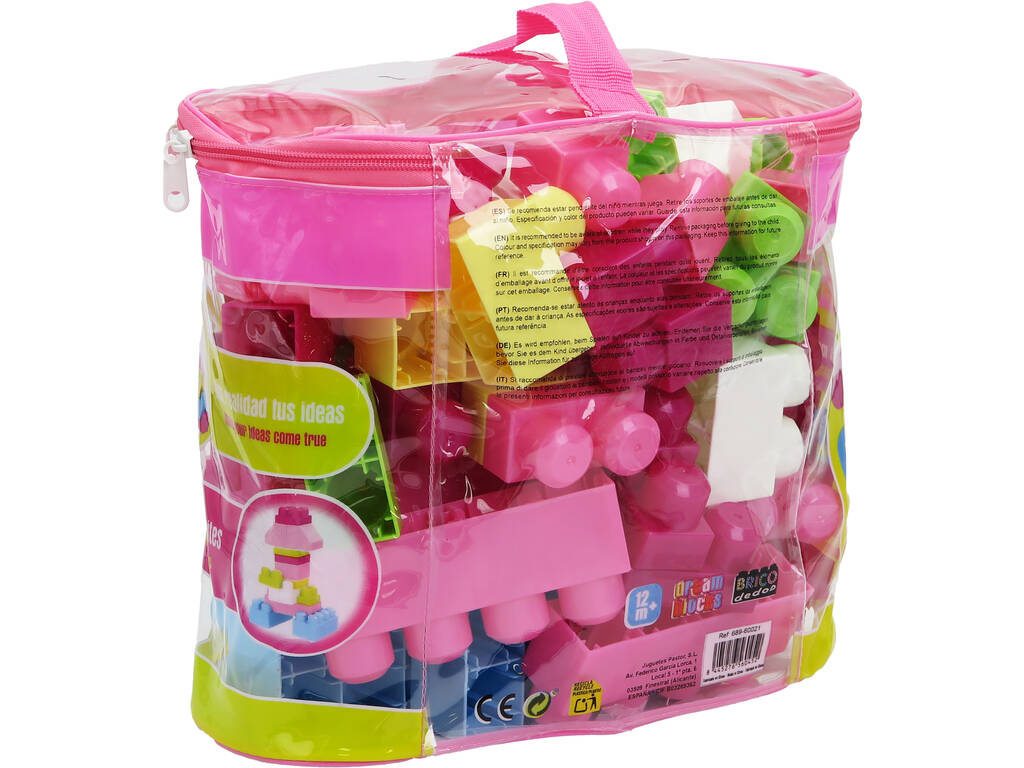 Ensemble de blocs de construction de sac rose avec 62 pièces