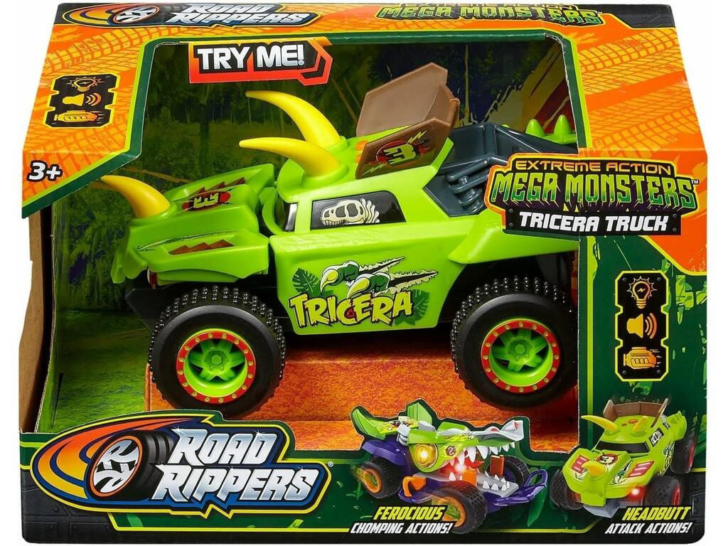 Road Rippers Mega Monsters Tricera Car avec lumière et sons