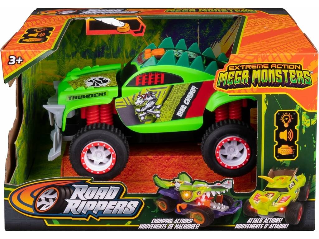 Road Rippers Carro Mega Monsters Dino Chomp com Luz e Sons