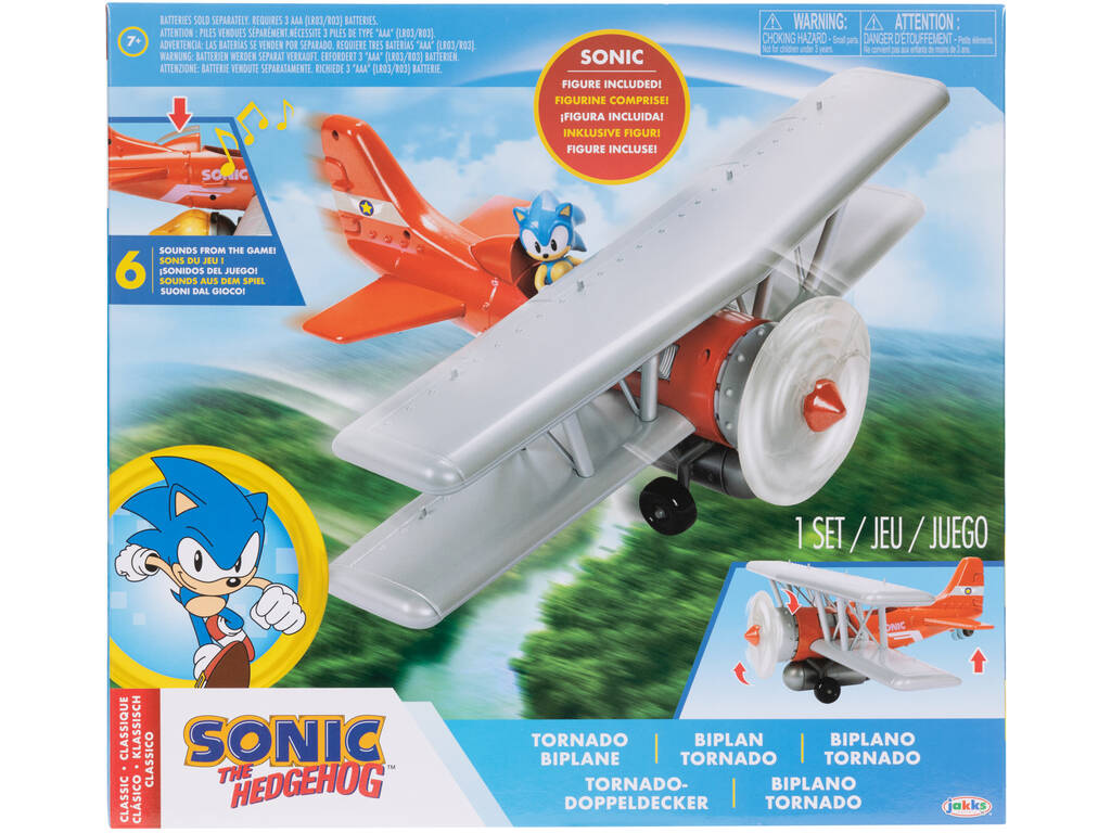 Sonic The Hedgehog Biplano Tornado com Figura Sonic de 6 cm