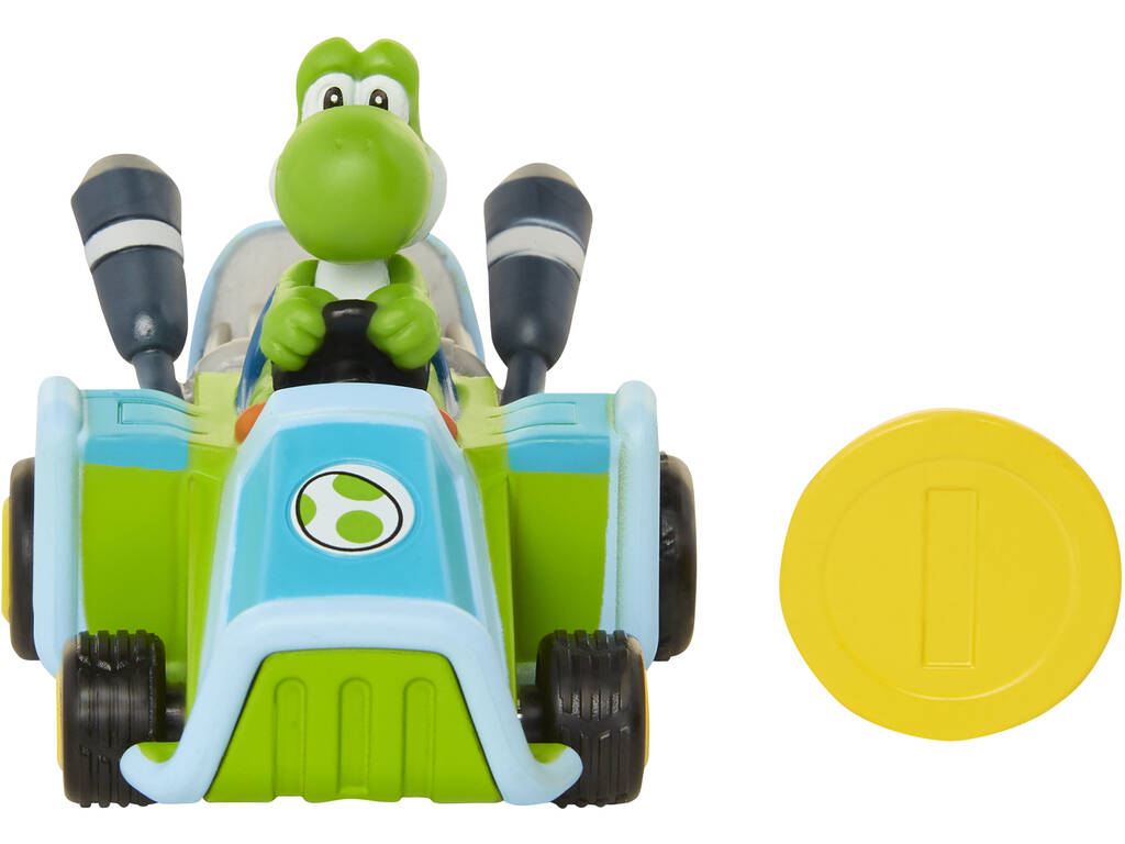 Super Mario Coche Yoshi con Moneda de Mariokart