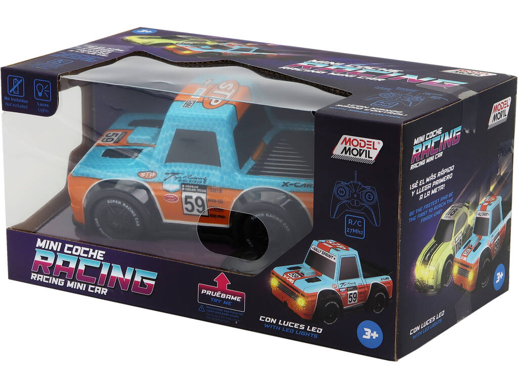 Rádio Controlo Mini Carro Racing Azul com Luz