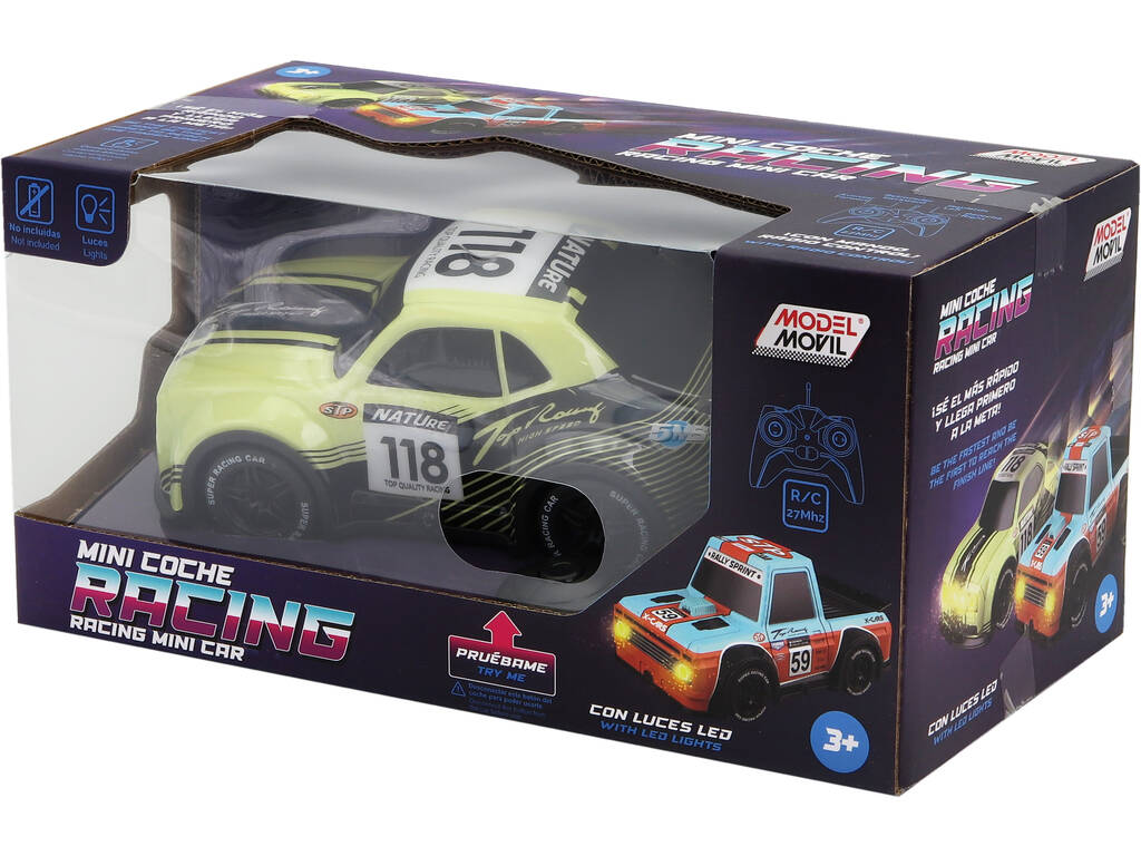 Mini voiture de course verte radiocommandée avec lumière