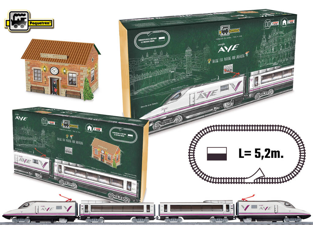 Tren Eléctrico Renfe AVE con Estación y Encarrilador