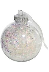 Boule de Nol transparente avec garniture en guirlande 8 cm