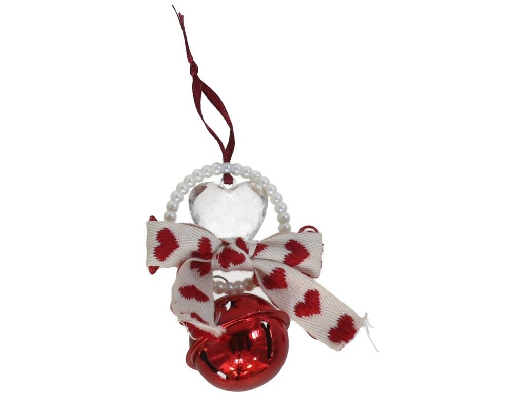 Campanella di Natale con fiocco amore ciondolo da 8x4,5 cm