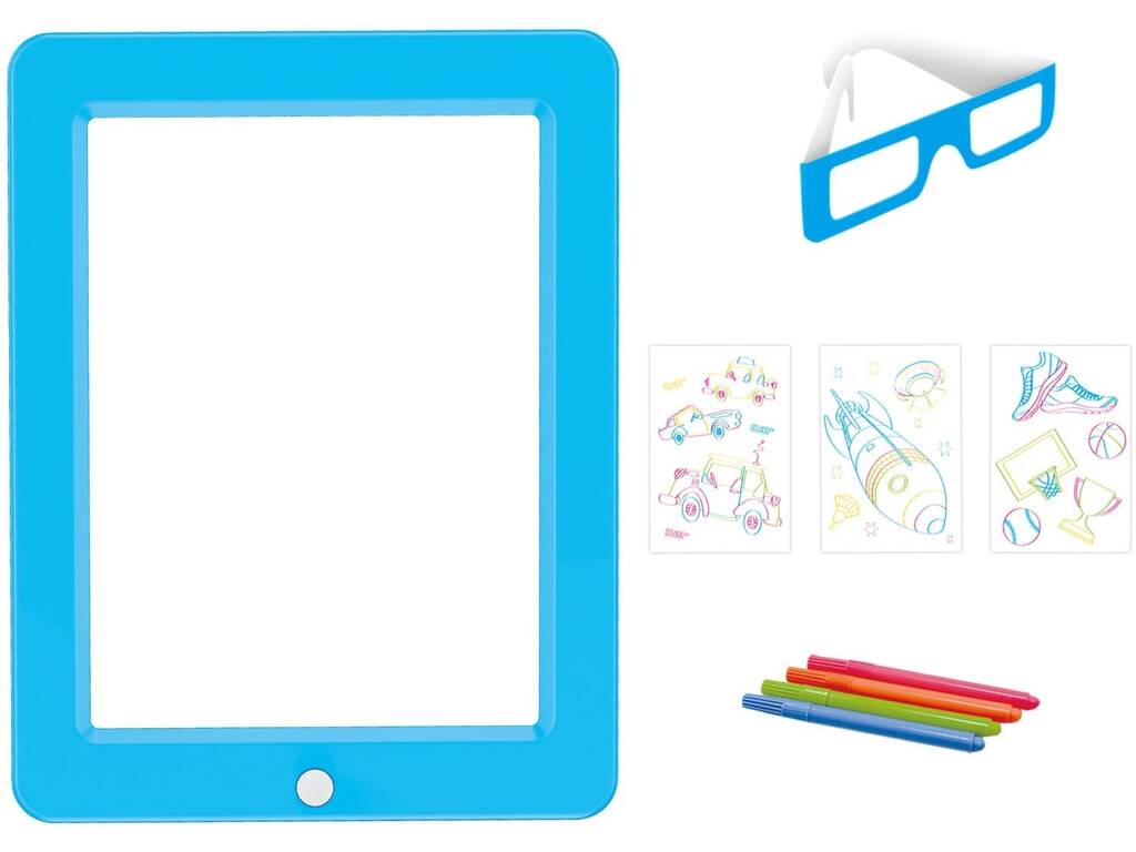 Tablet de Dibujo 3D Azul con Luz y Gafas 3D