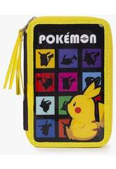 Trousse  crayons Pokmon triple avec accessoires