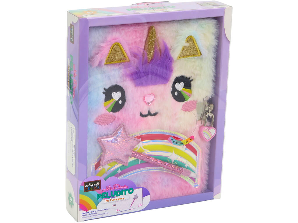 My Furry Unicorn Multicolore Agenda avec cadenas et stylo