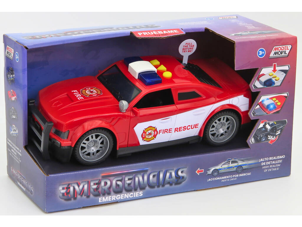 Carro de Bombeiros Vermelho com Luz e Sons