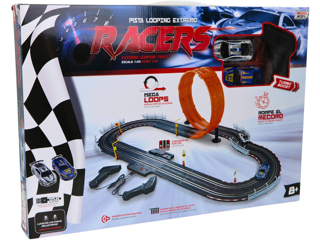 Pista Looping Extremo Racers Escala 1:43 con 2 Coches