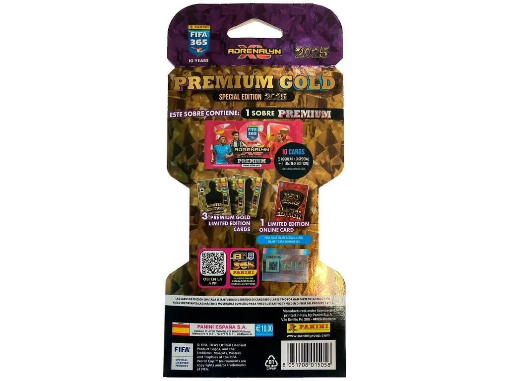 Adrenalyn XL Fifa 365 2025 Sobre Premium Gold con 10 Cards