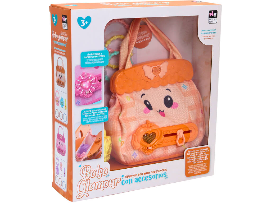 Bolsa Glamour Laranja com Luz, Sons e Acessórios