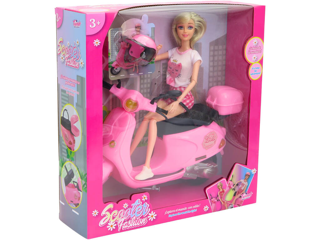 Scooter Fashion Doll avec scooter rose et casque