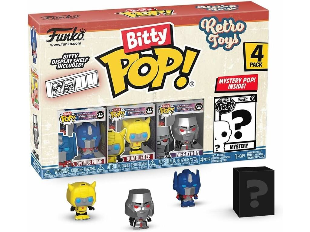 Funko Pop Bitty Retro Toys Pack 4 Mini Figuras con Optimus Prime