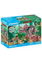 Playmobil Dinos Famille de Triceratops