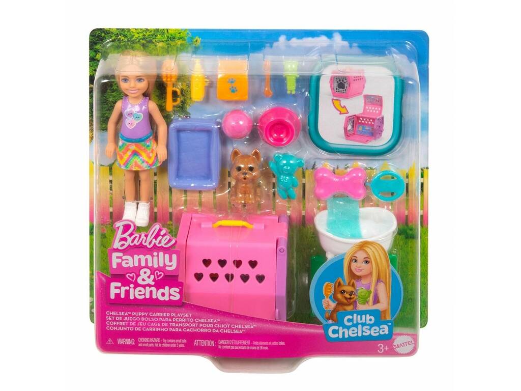 Poupée Barbie Chelsea avec chien et cage de transport