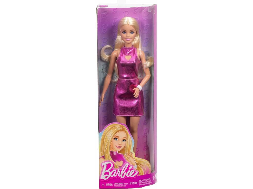 Poupée Barbie Fashionista avec robe rose métallisée