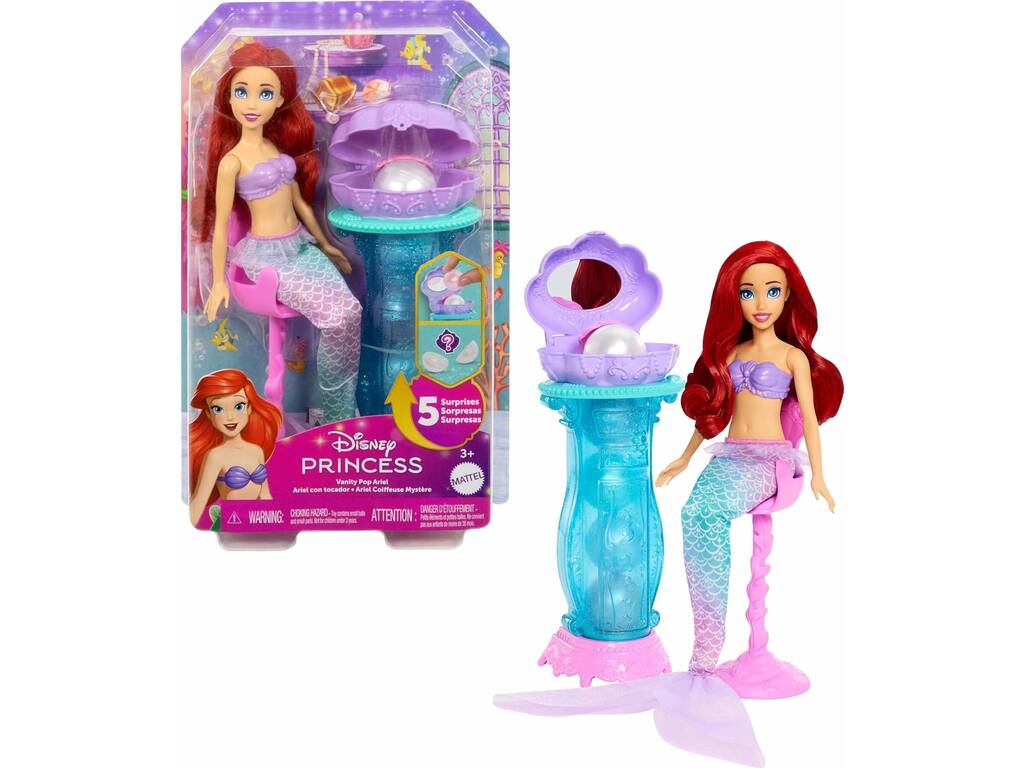 Princesas Disney Boneca Ariel com Toucador Desdobrável