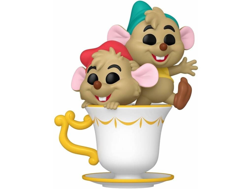 Funko Pop Disney Cinderela 75º Aniversário Figura Jaq e Gus Gus em Taça