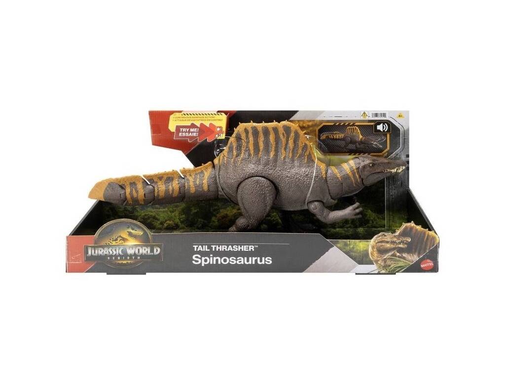 Jurassic World Rebirth Figurine Spinosaurus Tail Thrasher de 55 cm avec sons et mouvements
