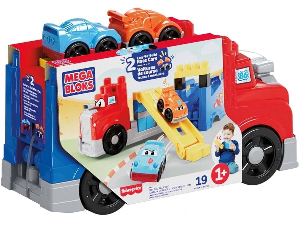 MegaBloks Camião Corridas e Construção com 2 Carros e 19 Blocos