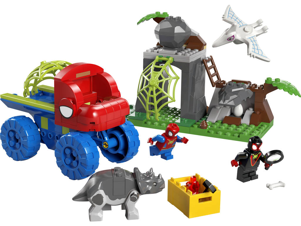 Lego Marvel Spidey And His Amazing Friends Dinosaur tout terrain et équipe Spidey à la rescousse