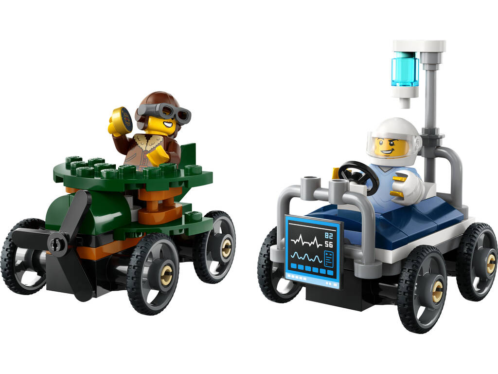 Lego City Pack de Coches de Carreras: Avión vs. Cama de Hospital