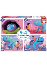 Puzzles progressifs 4 en 1 20-40-60-80 Friendly Dinos