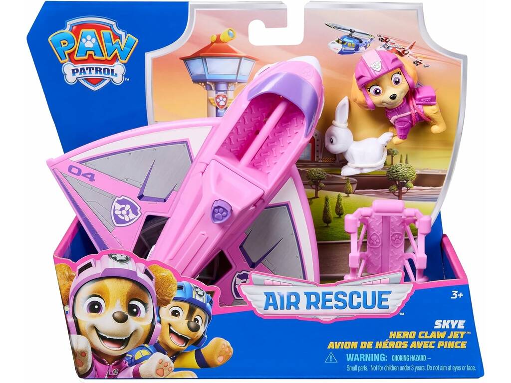 Patrulha Canina Air Rescue Figura Skye com Avião de Heróis e Pince